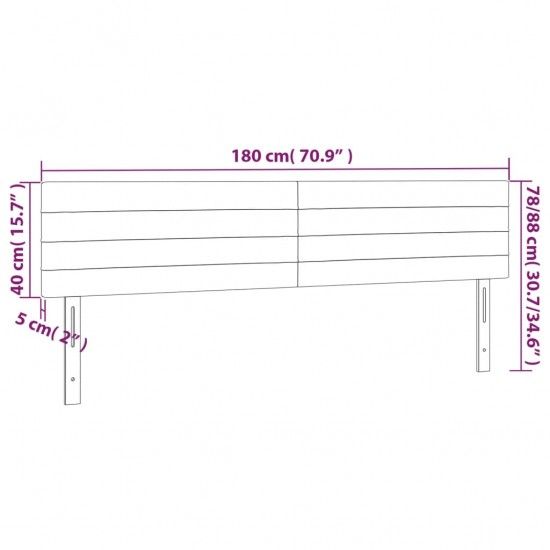 Galvūgalis su LED, šviesiai pilkas, 180x5x78/88cm, audinys