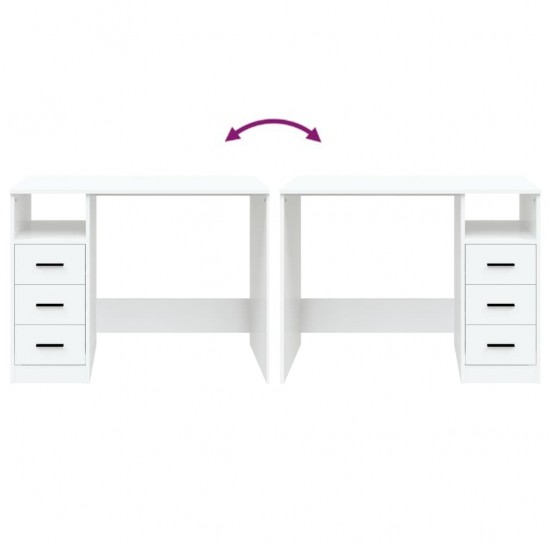 Rašomasis stalas su stalčiais, baltas, 102x50x76cm, mediena