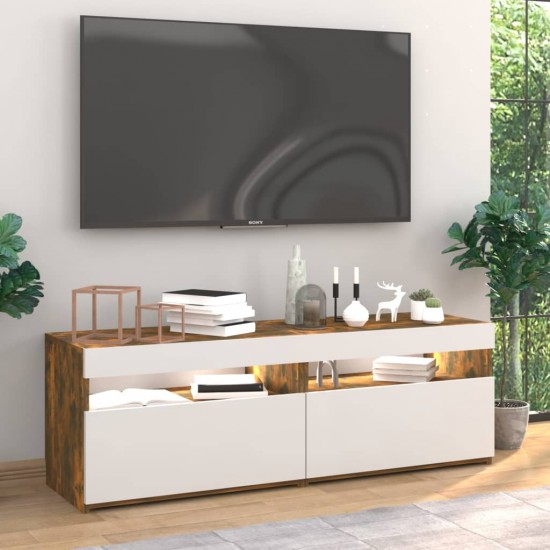 TV spintelės su LED, 2vnt., dūminio ąžuolo, 60x35x40cm