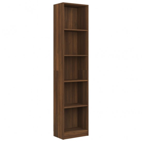Spintelė knygoms, 5 aukštų, ruda ąžuolo, 40x24x175cm, mediena