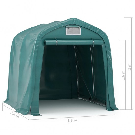 Garažas-palapinė, žalios spalvos, 1,6x2,4m, PVC (310022+310023)
