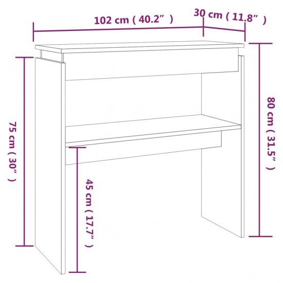Konsolinis staliukas, dūminio ąžuolo, 102x30x80cm, mediena
