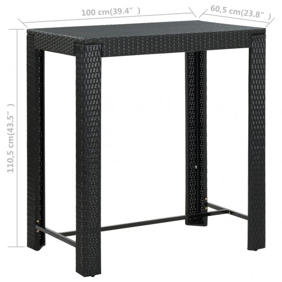 Sodo baro staliukas, juodas, 100x60,5x110,5cm, poliratanas