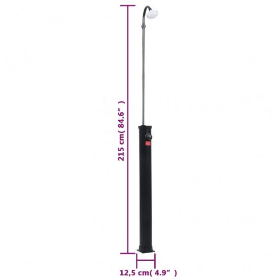 Saulės energija šildomas dušas, juodas, 215cm, 8 l