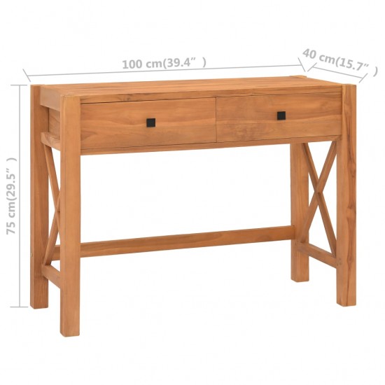 Rašomasis stalas su 2 stalčiais, 100x40x75cm, tikmedis