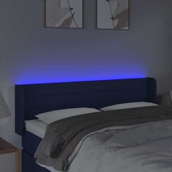 Galvūgalis su LED, mėlynos spalvos, 147x16x78/88cm, audinys