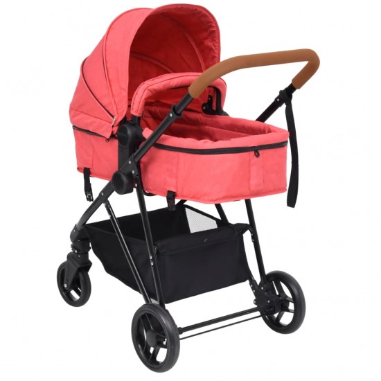 Vaikiškas vežimėlis 3-1, raudonos ir juodos spalvos, plienas