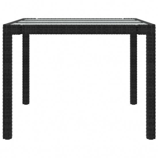 Sodo stalas, juodas, 190x90x75cm, grūdintas stiklas/poliratanas