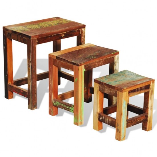 Sudedamų staliukų komplektas, 3d., vintažinis, perdirbta mediena