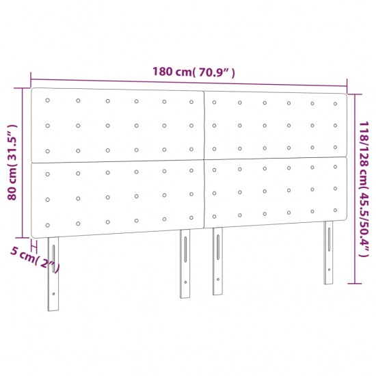 Galvūgalis su LED, juodos spalvos, 180x5x118/128cm dirbtinė oda