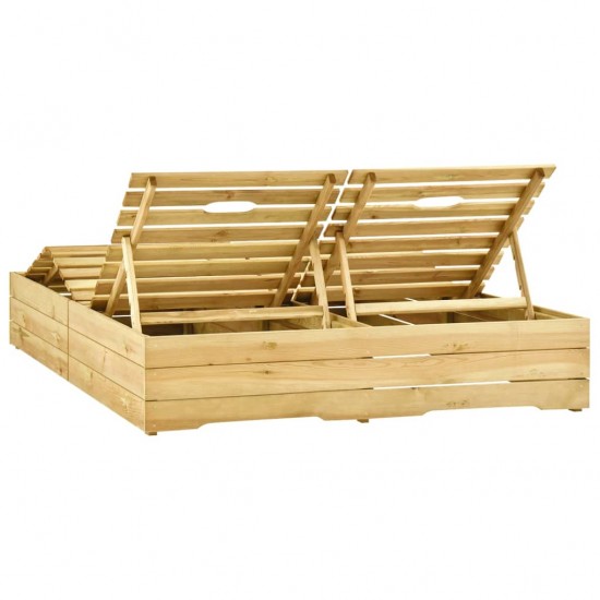 Dvivietis saulės gultas, žaliai impregnuota pušies mediena
