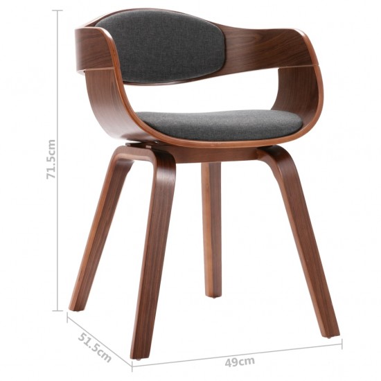 Valgomojo kėdės, 6vnt., pilkos sp., išlenkta mediena ir audinys