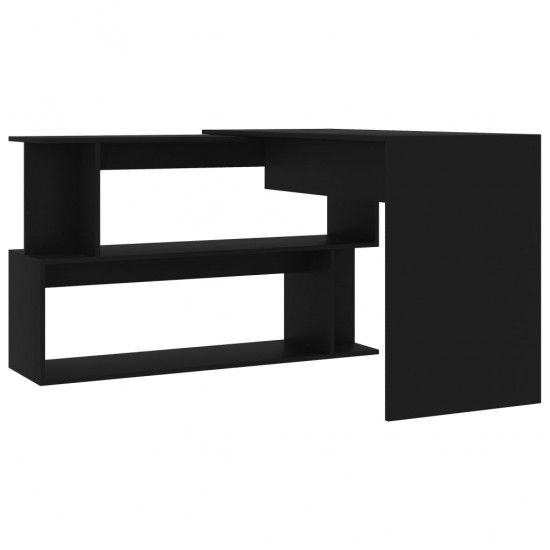 Kampinis rašomasis stalas, juodas, 200x50x76cm, MDP