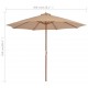Lauko skėtis su mediniu stulpu, 300 cm, taupe spalvos
