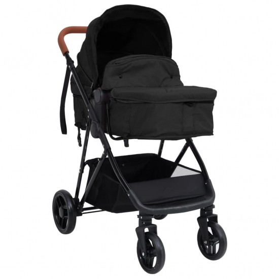 Vaikiškas vežimėlis 2-1, antracito ir juodos spalvos, plienas