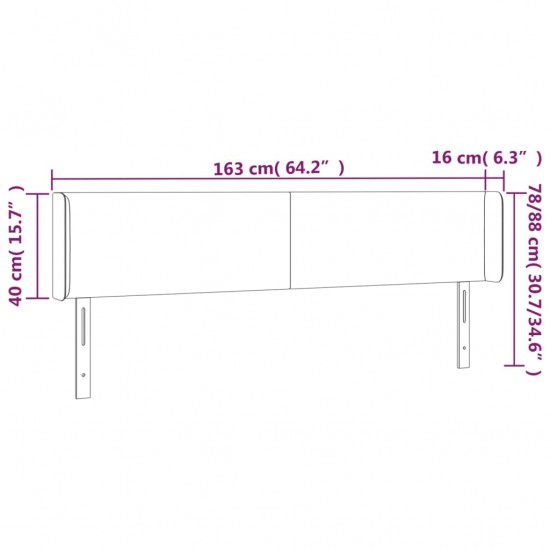 Galvūgalis su LED, tamsiai pilkas, 163x16x78/88cm, audinys