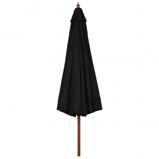 Lauko skėtis su mediniu stulpu, juodos spalvos, 330cm