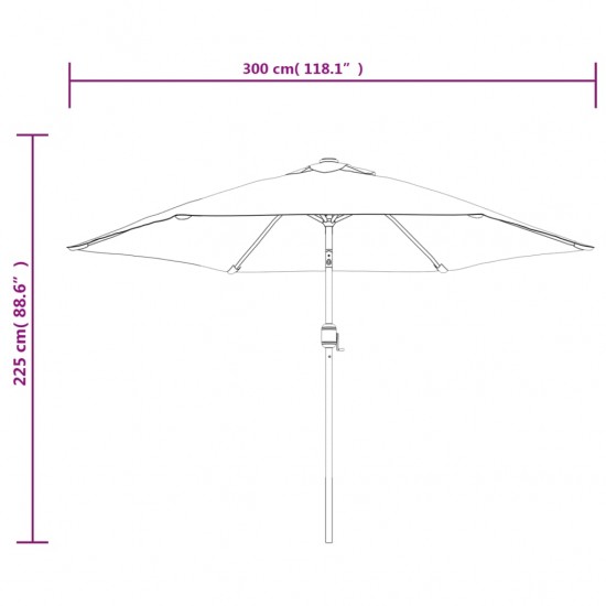 Lauko skėtis su LED ir plieniniu stulpu, terakota, 300cm