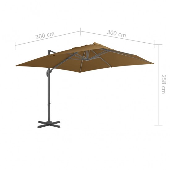 Gem. form. saulės skėtis su alium. stulp., taupe sp., 300x300cm
