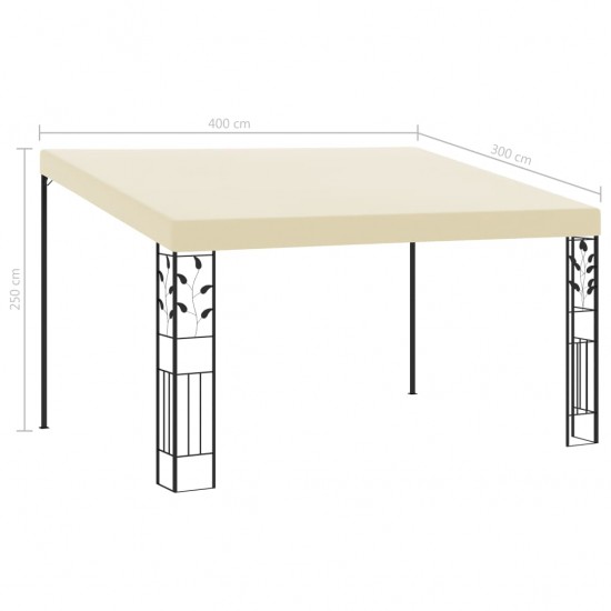 Prie sienos montuojama pavėsinė, kreminės spalvos, 4x3x2,5m