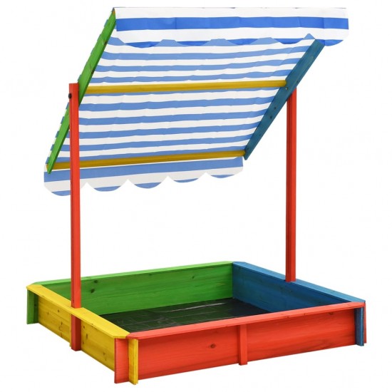 Smėlio dėžė su reguliuojamu stogeliu, įvairių spalvų, eglė