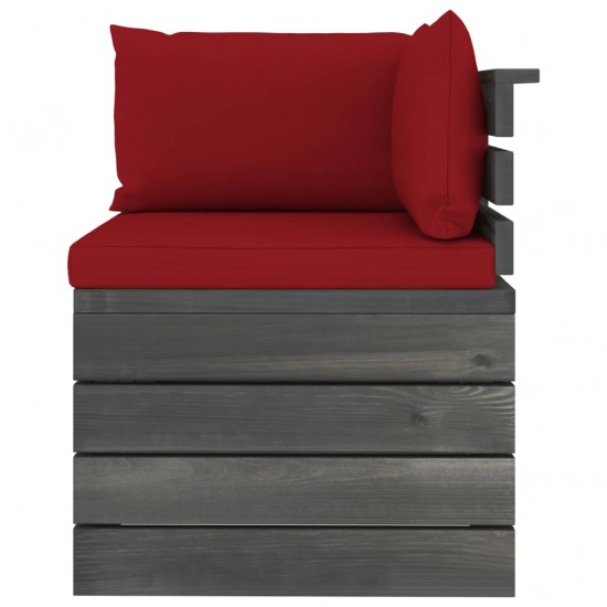 Kampinė sodo sofa iš palečių su pagalvėlėmis, pušies mediena