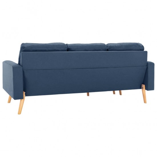 Trivietė sofa su pakoja, mėlynos spalvos, audinys