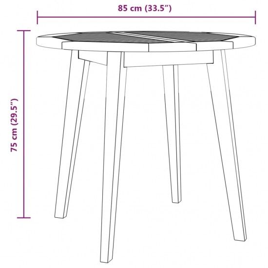 Sodo stalas, 85x75cm, akacijos medienos masyvas