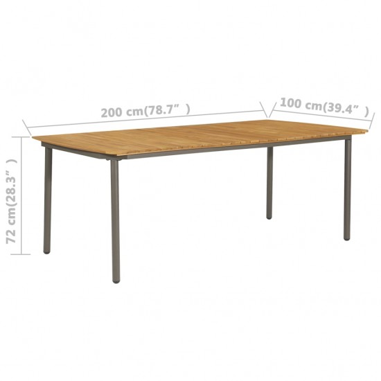 Sodo stalas, 200x100x72cm, akacijos medienos masyvas ir plienas