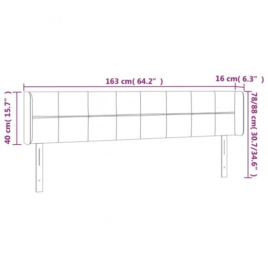 Galvūgalis su LED, rožinės spalvos, 163x16x78/88 cm, aksomas