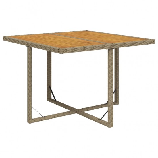 Sodo stalas, smėlio, 109x107x74cm, poliratanas ir akacija