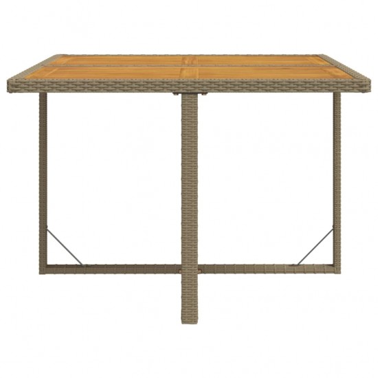 Sodo stalas, smėlio, 109x107x74cm, poliratanas ir akacija
