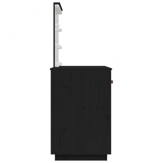 Kosmetinis staliukas su LED, juodas, 95x50x133,5cm, pušis