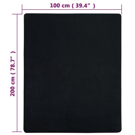 Paklodės su guma, 2vnt., juodos, 100x200cm, medvilnė