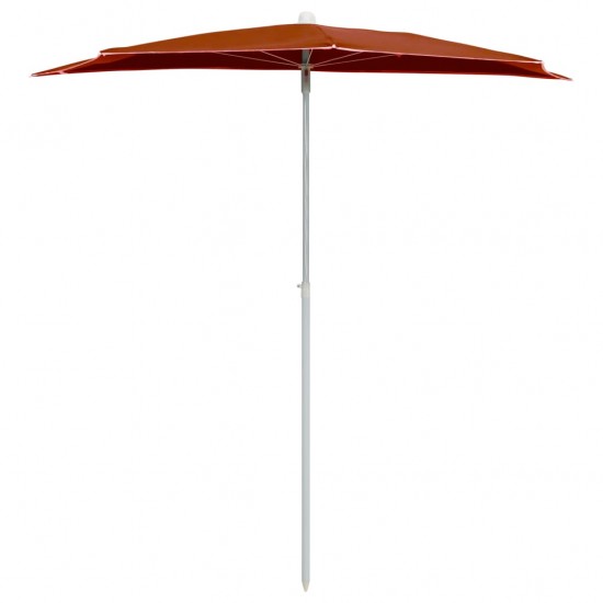 Pusapvalis sodo skėtis su stulpu, terakota spalvos, 180x90cm