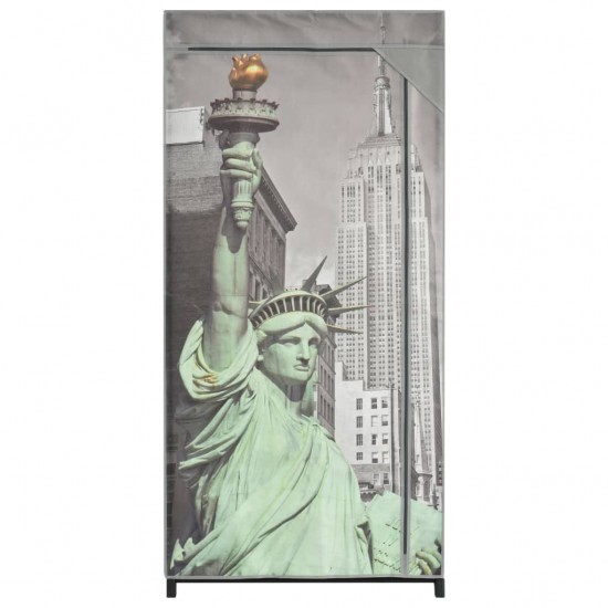 Drabužių spinta, 75x45x160cm, audinys, su Niujorko nuotrauka