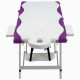 Sulankstomas masažo stalas, baltas/violetinis, aliuminis, 3zonų