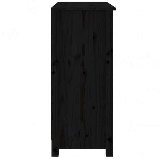 Šoninė spintelė, juoda, 70x35x80cm, pušies medienos masyvas