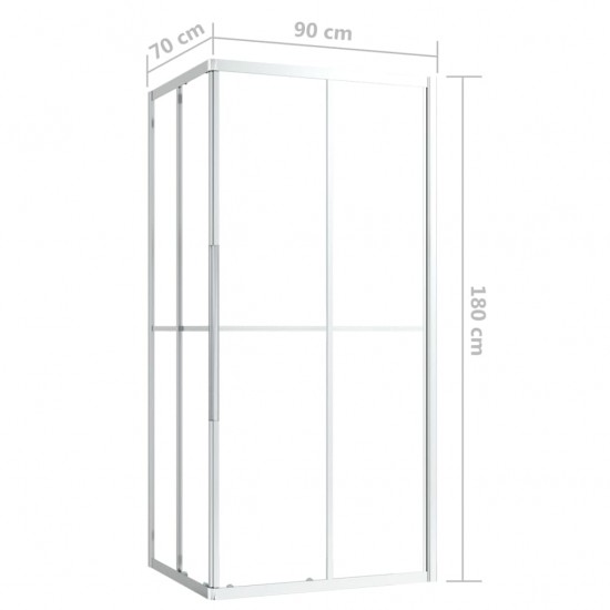 Dušo kabina, 90x70x180cm, vieno sluoksnio apsauginis stiklas
