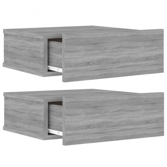 Naktiniai staliukai, 2vnt., pilki, 40x30x15cm, mediena