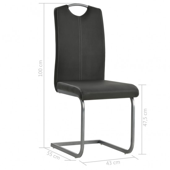 Gembinės valgomojo kėdės, 2 vnt., pilkos spalvos, dirbtinė oda