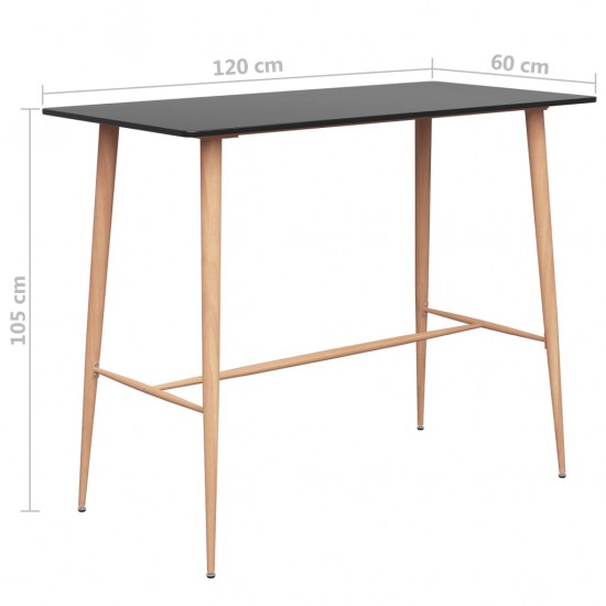Baro stalas, juodos spalvos, 120x60x105cm