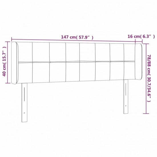 Galvūgalis su LED, šviesiai pilkas, 147x16x78/88cm, audinys