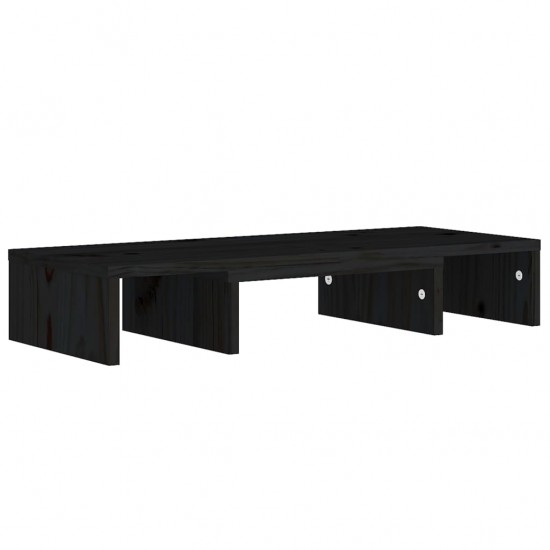 Monitoriaus stovas, juodas, 60x24x10,5cm, pušies masyvas