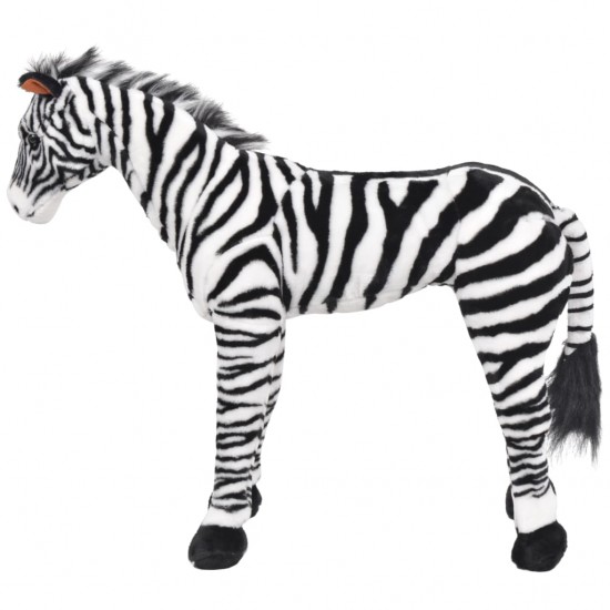 Stovintis pliušinis žaislas zebras, juodas ir baltas, XXL