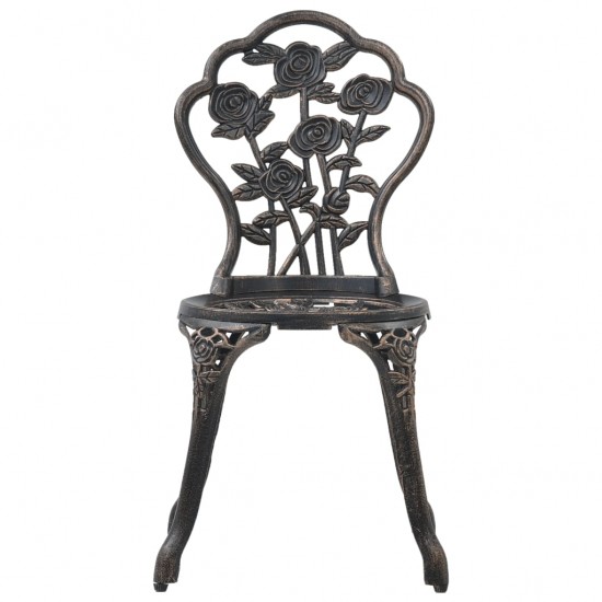 Bistro kėdės, 2vnt., bronzinės spalvos, lietas aliuminis
