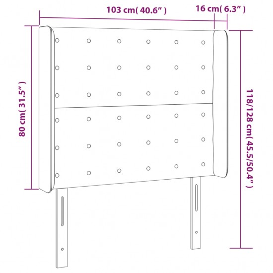 Galvūgalis su LED, tamsiai mėlynas, 103x16x118/128cm, aksomas