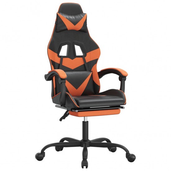 Pasukama žaidimų kėdė su pakoja, juoda/oranžinė, dirbtinė oda