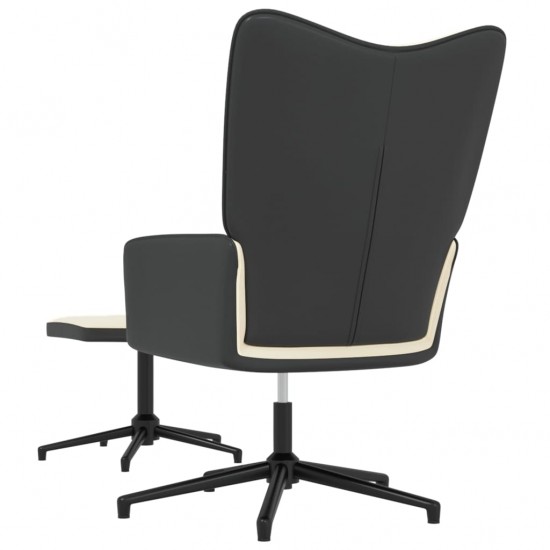Poilsio kėdė su pakoja, kreminės baltos spalvos, aksomas ir PVC