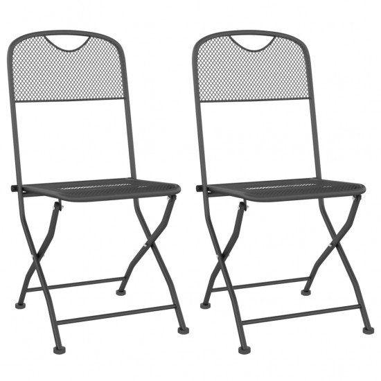 Sulankstomos sodo kėdės, 2vnt., antracito spalvos, metalas